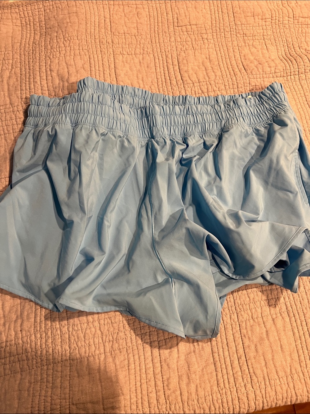 aerie Light Blue Athletic Smocked Waist Shorts